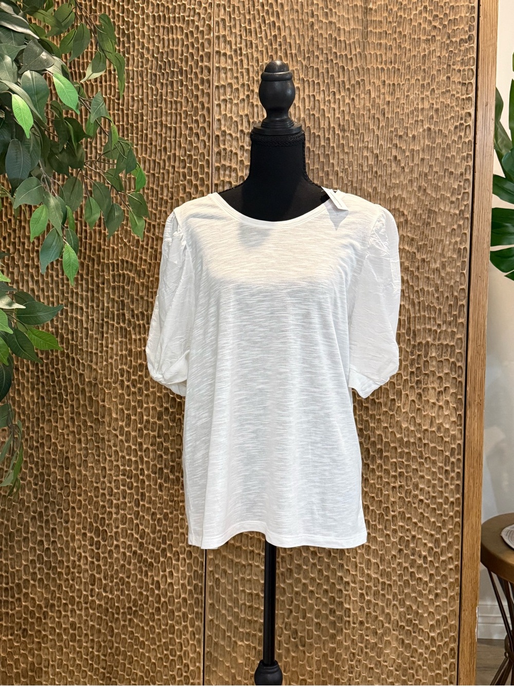 NWT Banana Republic White Tee with Puff Sleeves